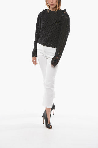 Crochet ALDA Crew-neck Sweater with Puff Sleeve