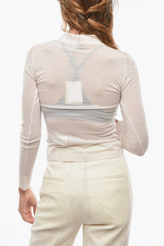 Merino Wool Cardigan with Transparent Effect