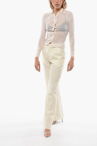 Merino Wool Cardigan with Transparent Effect