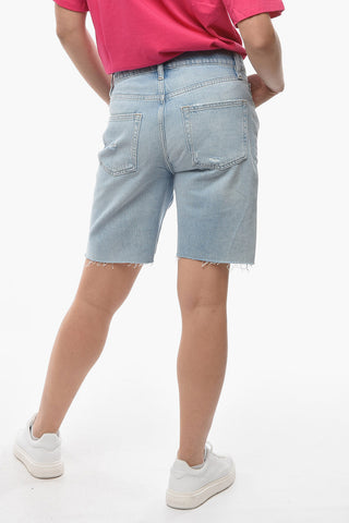Shorts Slouch Fit in Denim con Strappi