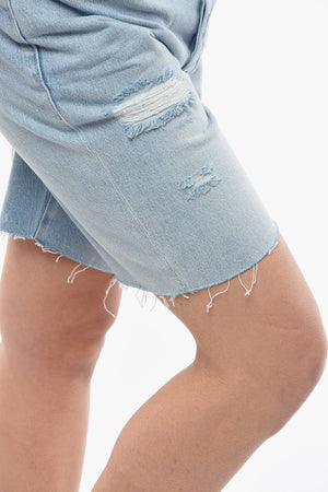 Shorts Slouch Fit in Denim con Strappi