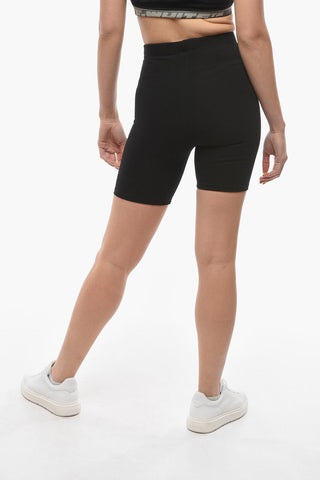Shorts Ciclista in Cotone Stretch con Logo Stampato