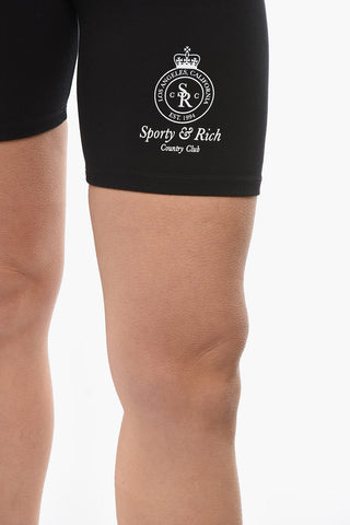 Shorts Ciclista in Cotone Stretch con Logo Stampato