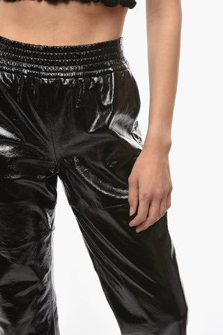 Pantaloni EAGLE in Pelle Lucida con Elastico in Vita
