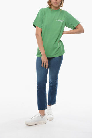 Crew-neck T-Shirt with Contrasting Print