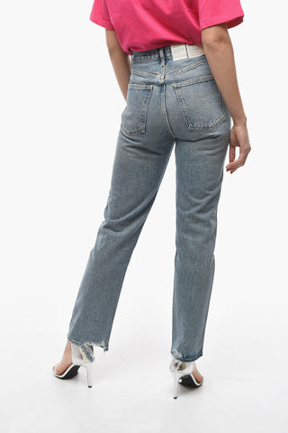Mid Waist Straight Fit Jeans 18cm