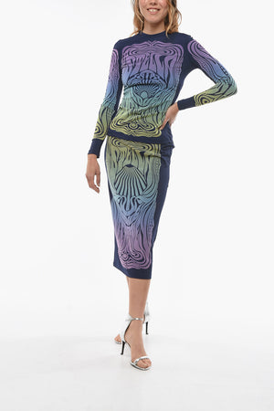 Long-Sleeved T-Shirt SKYLAR with Multicolor Velvet Print