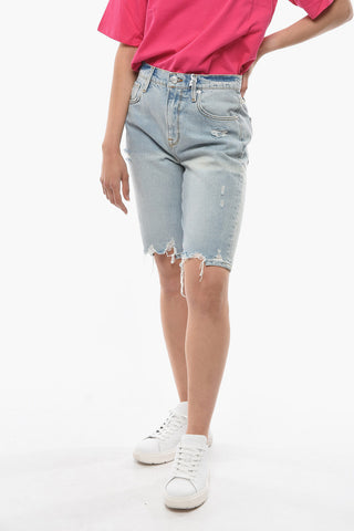 Shorts in Denim Effetto Vintage