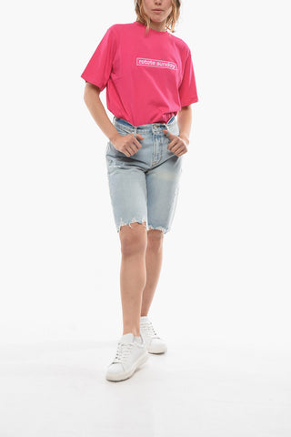 Shorts in Denim Effetto Vintage