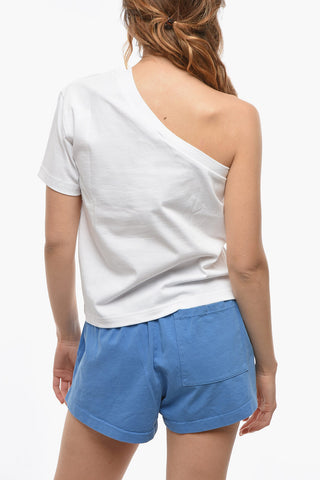 LOTTA VOLKOVA  One-Shoulder RINGER T-shirt with 84 Print
