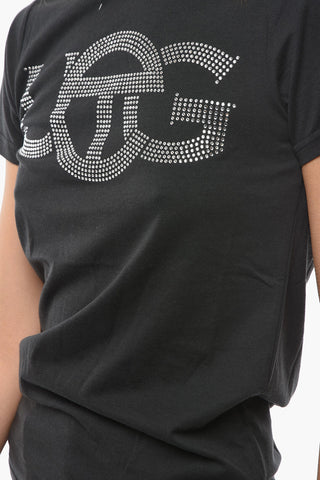 TELFAR Crew-neck T-with Rhinestone Embellished Logo 