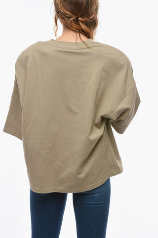Crew-neck T-Shirt with Removable Padded Shoulders