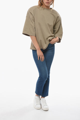 Crew-neck T-Shirt with Removable Padded Shoulders