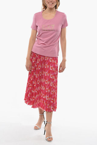 EMPORIO T-shirt in Cotone Stretch con Stampa Logo Luccicante