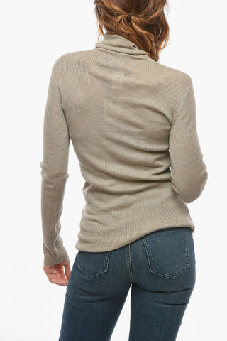 Maglia attillata a Costine e Collo Alto