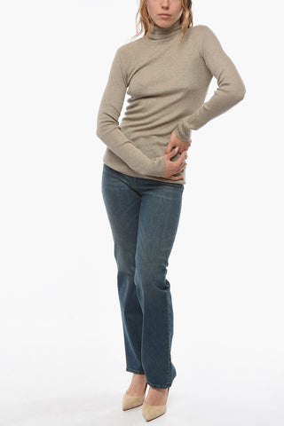 Maglia attillata a Costine e Collo Alto
