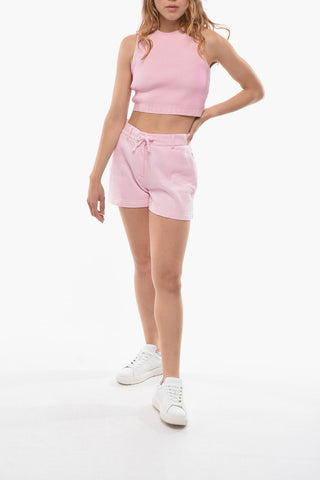 Fleece Cotton Shorts with Zipped Pocket