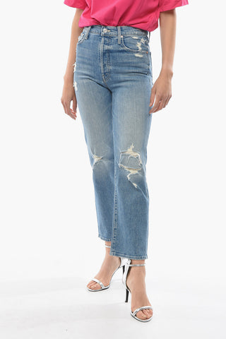SUPERIOR Stretch Denim Ripped Cropped Jeans 20cm