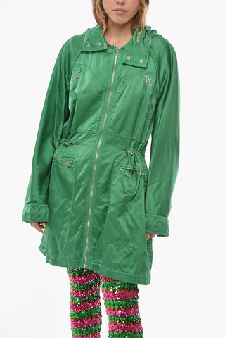 Parka in Raso di Viscosa con Cappuccio