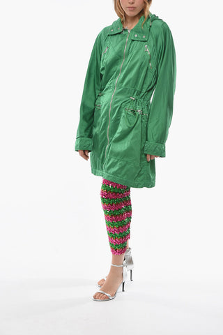 Parka in Raso di Viscosa con Cappuccio