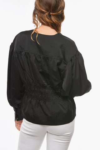 Satin Blouse with Gathers and Leg-O-Mutton Sleeve