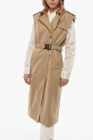 Sleeveless GRY A-Line Coat with Removable Belt