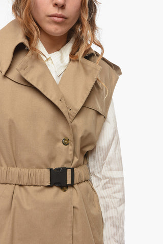 Sleeveless GRY A-Line Coat with Removable Belt