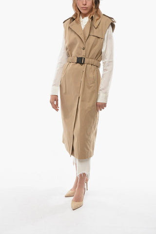 Sleeveless GRY A-Line Coat with Removable Belt