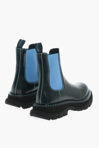 Brushed Leather Chealsea Boots With Contrasting Seams