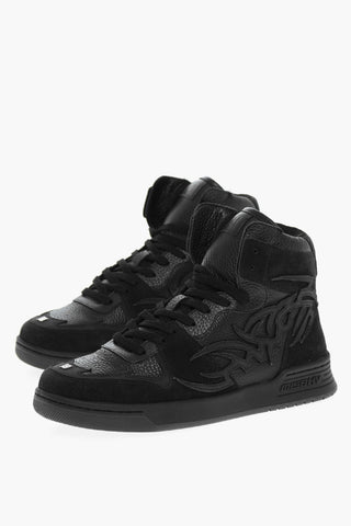 Rubber Sole Hammered Leather COURT High-Top Sneakers