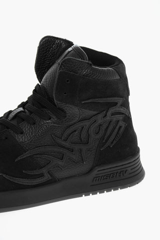 Rubber Sole Hammered Leather COURT High-Top Sneakers
