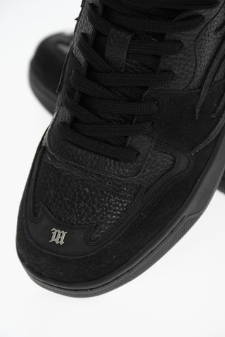 Rubber Sole Hammered Leather COURT High-Top Sneakers