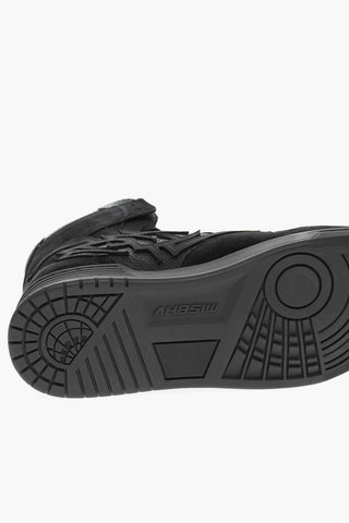 Rubber Sole Hammered Leather COURT High-Top Sneakers