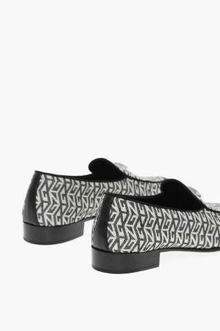 Leather Sole ELENOIRE Loafers With Allover Embroidered Logo