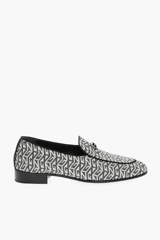 Leather Sole ELENOIRE Loafers With Allover Embroidered Logo