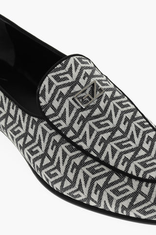 Leather Sole ELENOIRE Loafers With Allover Embroidered Logo