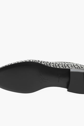 Leather Sole ELENOIRE Loafers With Allover Embroidered Logo