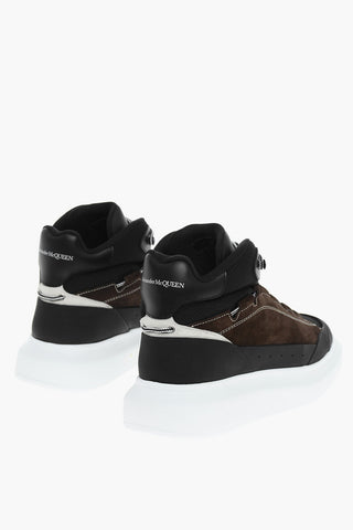 Canvas And Suede Leather High-Top Sneakers
