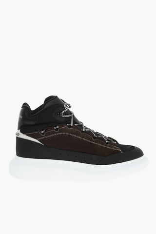 Canvas And Suede Leather High-Top Sneakers