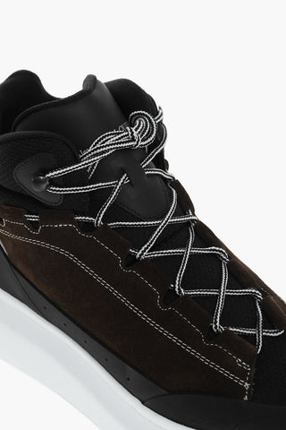 Canvas And Suede Leather High-Top Sneakers