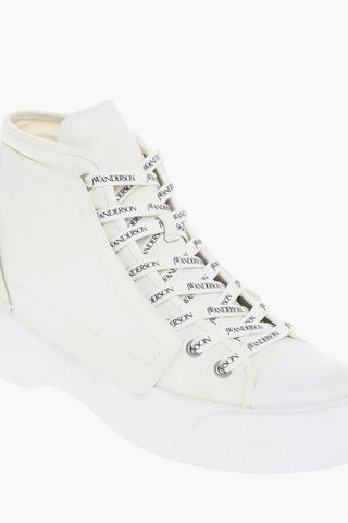 High-Top Sneakers With Leather Panels And Logoed Laces