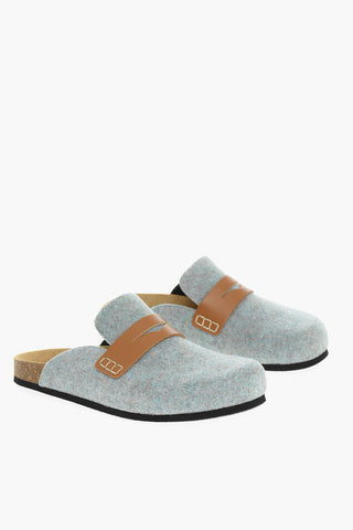 Rubber Sole Sabot With Leather Details
