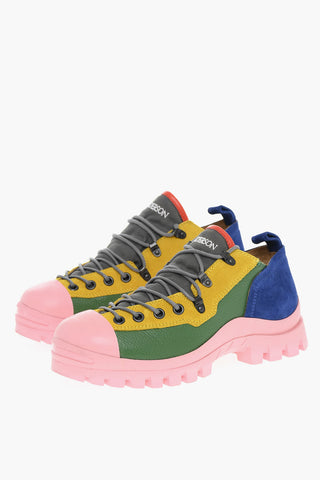 Lug Soles Color Block Leather Sneakers