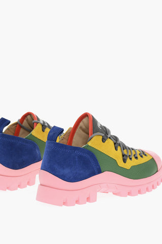 Lug Soles Color Block Leather Sneakers