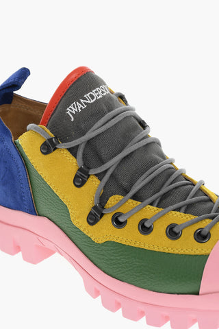 Lug Soles Color Block Leather Sneakers