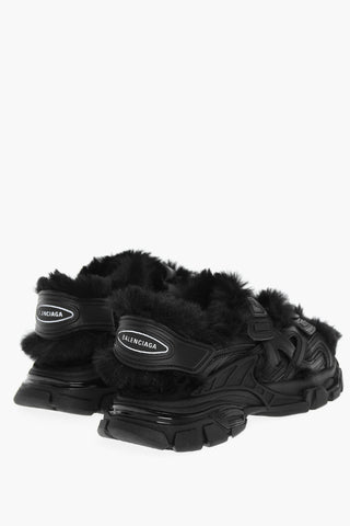 Strap Closure Sandals With Faux-Fur Padding