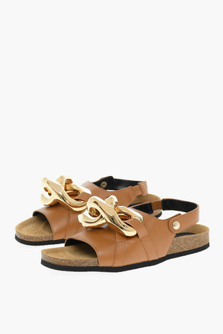 Leather Sandals With Statement Chain
