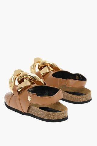 Leather Sandals With Statement Chain