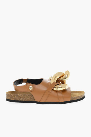 Leather Sandals With Statement Chain
