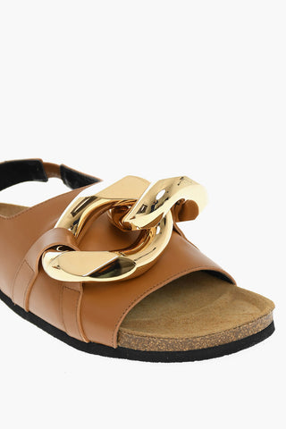Leather Sandals With Statement Chain